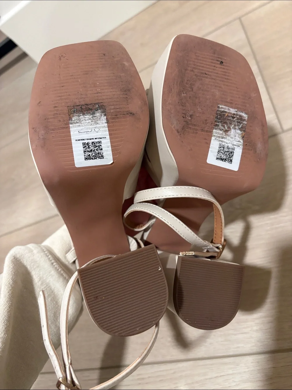ASOS Women’s Cream Platform Block Heel Sandals Sleek Strappy Design